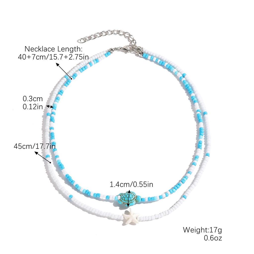 Ocean-Themed Bohemian Starfish & Seashell Beaded Choker Necklace