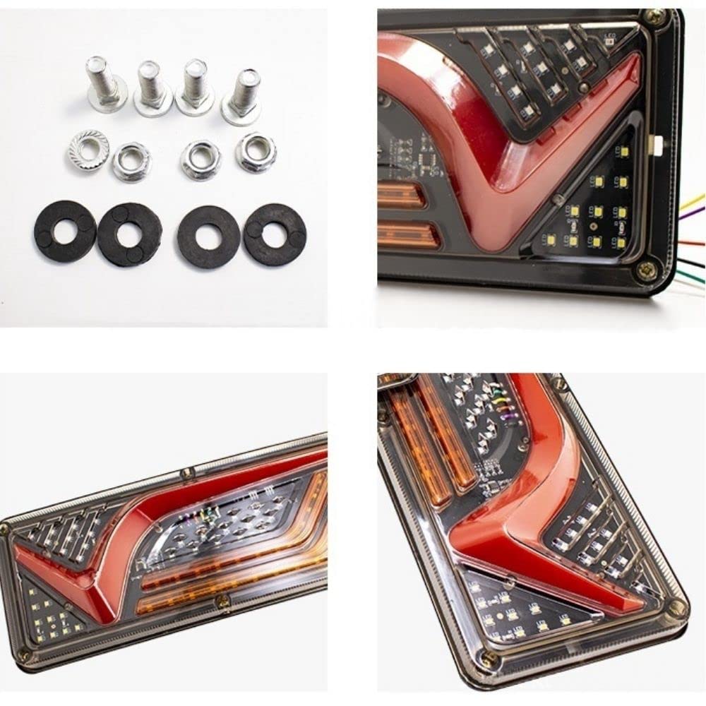 Truck Tail LED Sequential Flowing Turn Set of Universal Fit for Dump One+lifestyle Truck/Trailer/Light Lamps, Lights, 24V, Signals, 2, V-Shaped Tubes,