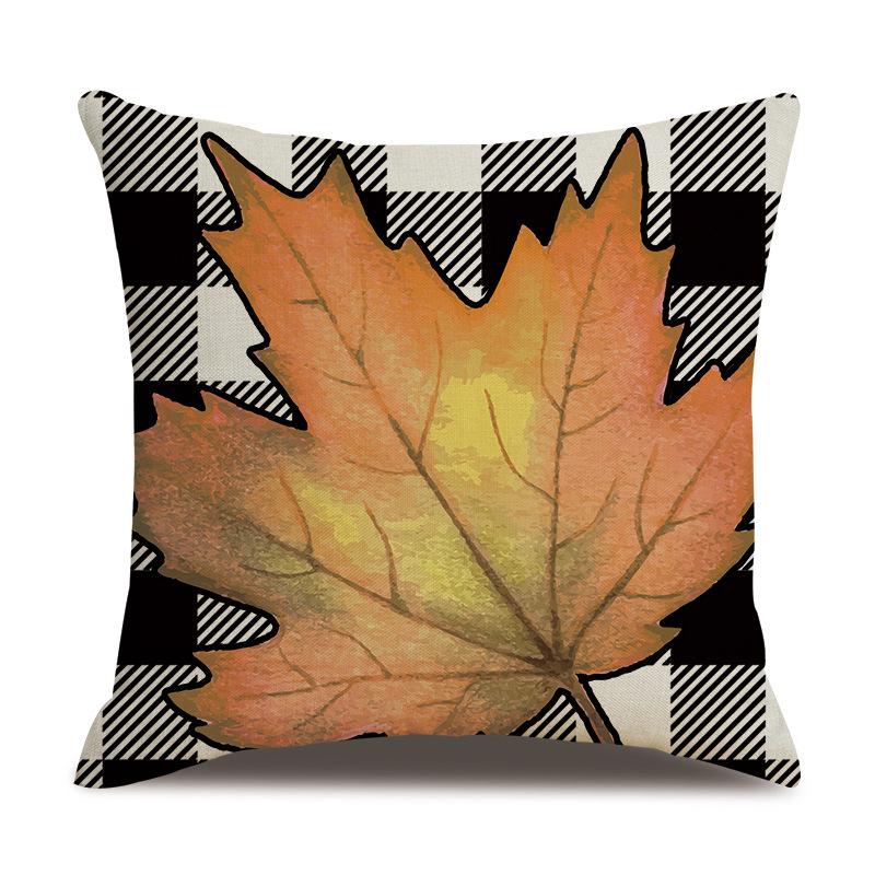 Thanksgiving Linen Pillowcase Autumn Pumpkin Print Pillow Cushion Cover
