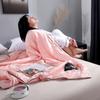 Luxury Emulation Silk Quilted Quilt Satin Pink Adults Child Spring Summer Quilts High Quality Soft Smooth Cool Blanket Comforter