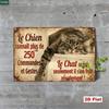 1pc Vintage French Quote Metal Sign, Humorous Cat Design, Nostalgic Industrial Wall Art for Home