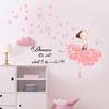 Dancing Girl Pink Butterfly Wall Sticker Living Room Decoration Wall Sticker Self Adhesive Wall Sticker