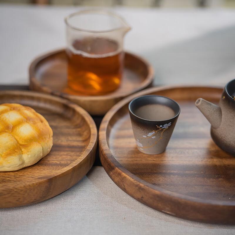 Japanese Style Solid Wood Round Serving Tray
