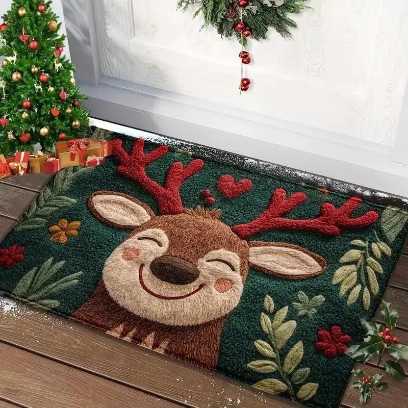 

Hot Christmas Door Mat Red Santa Claus Outdoor And Indoor Gingerbread Man Carpet New Year Merry Christmas Home Decor Foot Mat