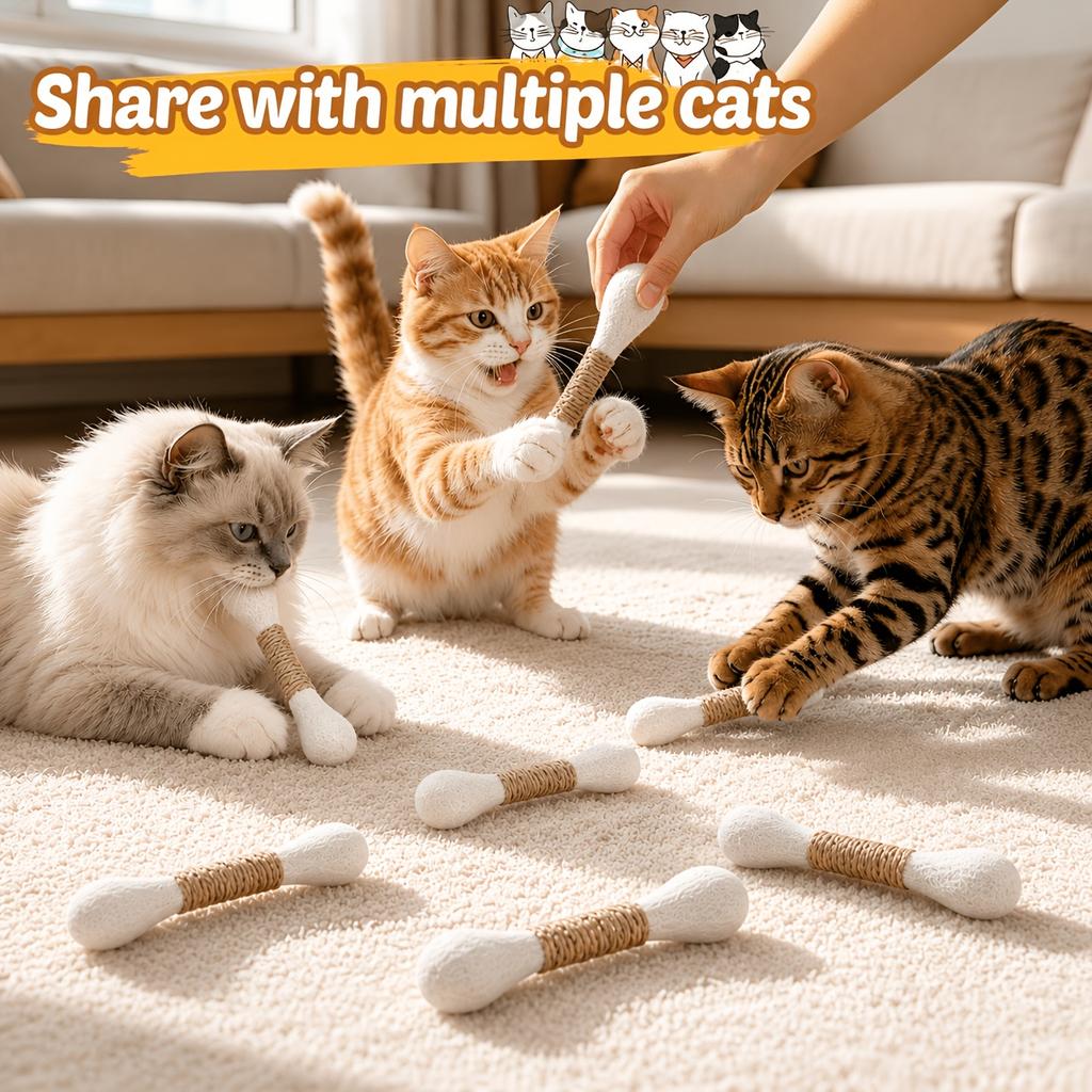 Cat Toys for Indoor Cats, Interactive Cat Toy Qtip Bunny Rabbit Kicker Chew Stick, Durable Bite Resistant Cat Scratcher Teething Toys for Kittens