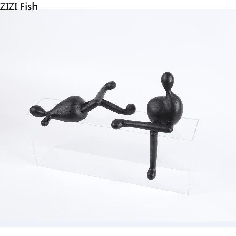 Black Abstract Characters Resins Sculpture Creative Furnishings Desk Decoration Simplicity Figures Statue Modern Home Decor
