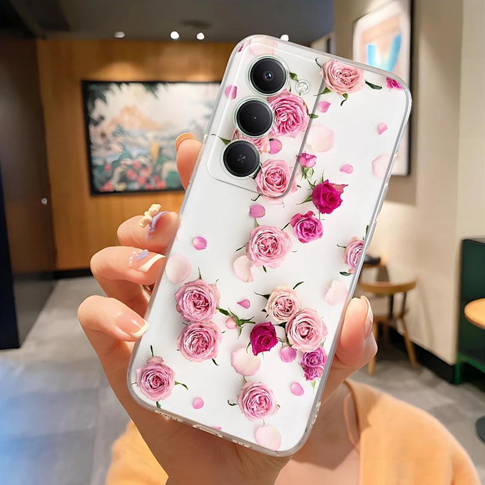 For Xiaomi Redmi 15 4G Case Popular Flowers Cartoon Soft Silicone Phone Back Cover For Redmi 15 5G Redmi15 Clear Funda Coque