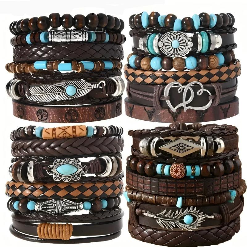 Hot Sale Skull Cow Head Zinc Alloy Accessories 6-piece Cowhide Bracelet Combination