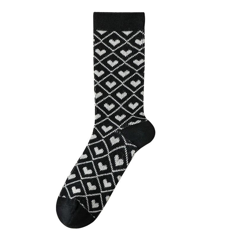 Retrofarbene High-Top-Socken für Damen im Herbst und Winter und Mid-Top-Socken aus gekämmter Baumwolle für Damen im Frühling und Herbst