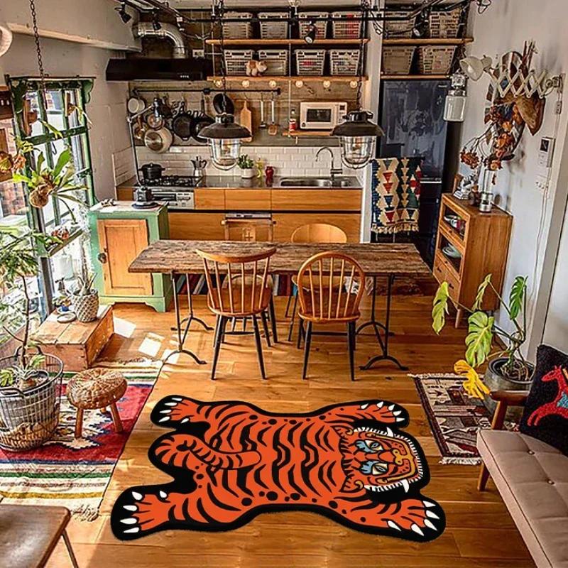 Cute Cartoon Tiger Carpet Large Area Rug for Living Room Children Bedroom Bedside Home Decoration Soft Foot Mat
