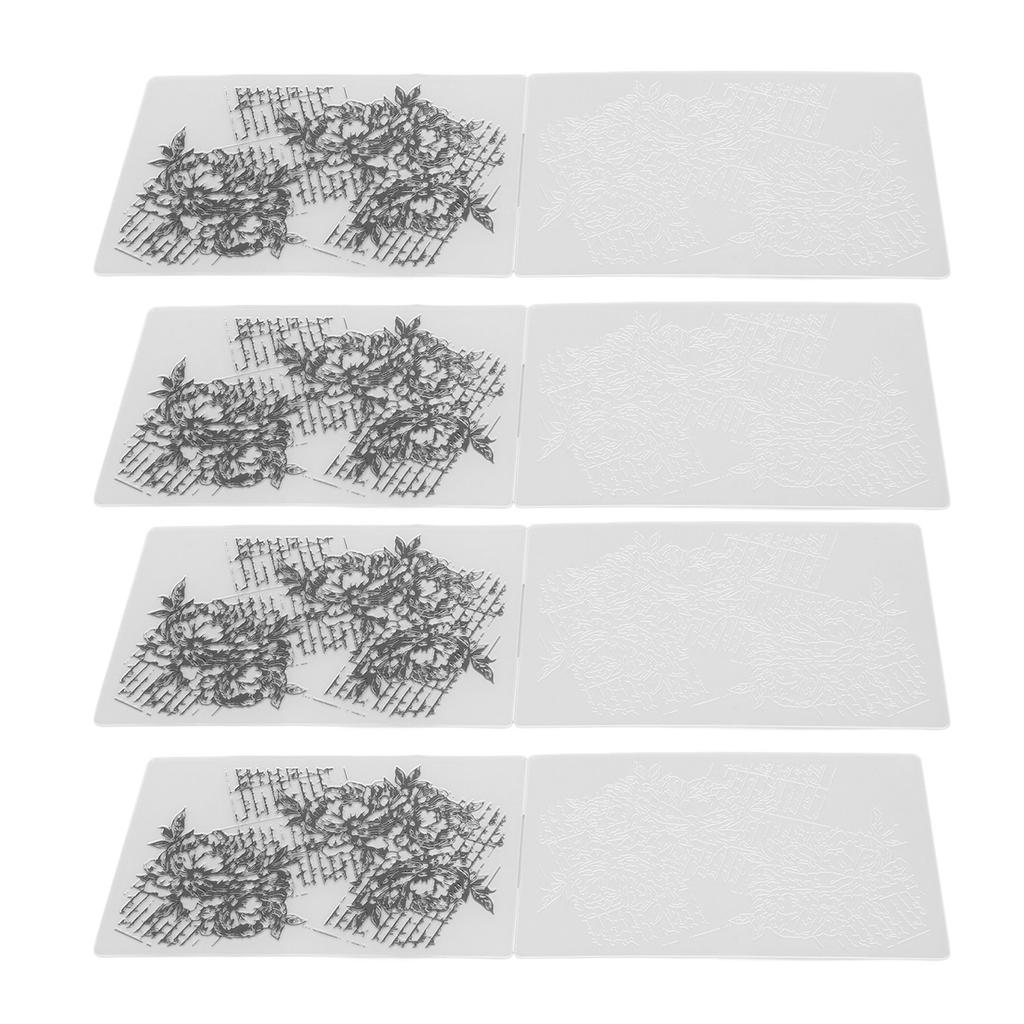 4pcs Embossing Folders Multipurpose DIY Flower Pattern Embossing Folder Template for Card Making Scrapbooking