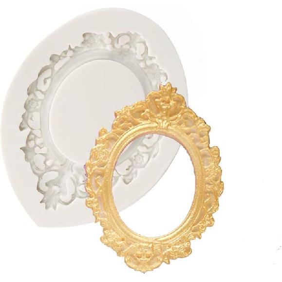 Mirror Frame Silicone Mold Fondant Sugarcraft Cake Decorating Tools Chocolate Candy Mold-Small
