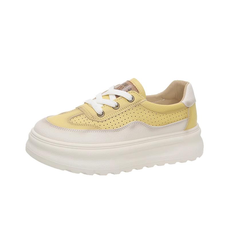 Thick-soled lace-up little white shoes for women's 2025 new fashion versatile and comfortable sports and leisure small non-slip board shoes