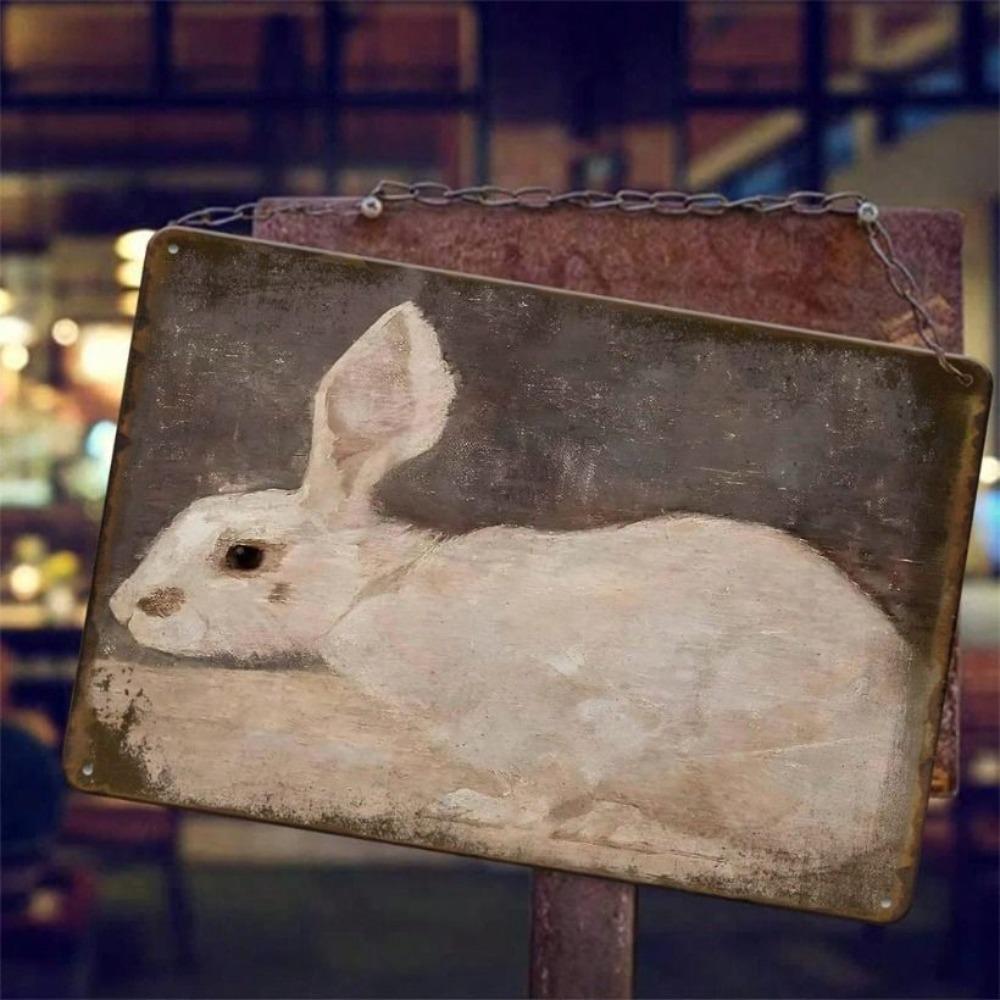 Vintage Metal Poster Rabbit Country Style Bar Wall Decor