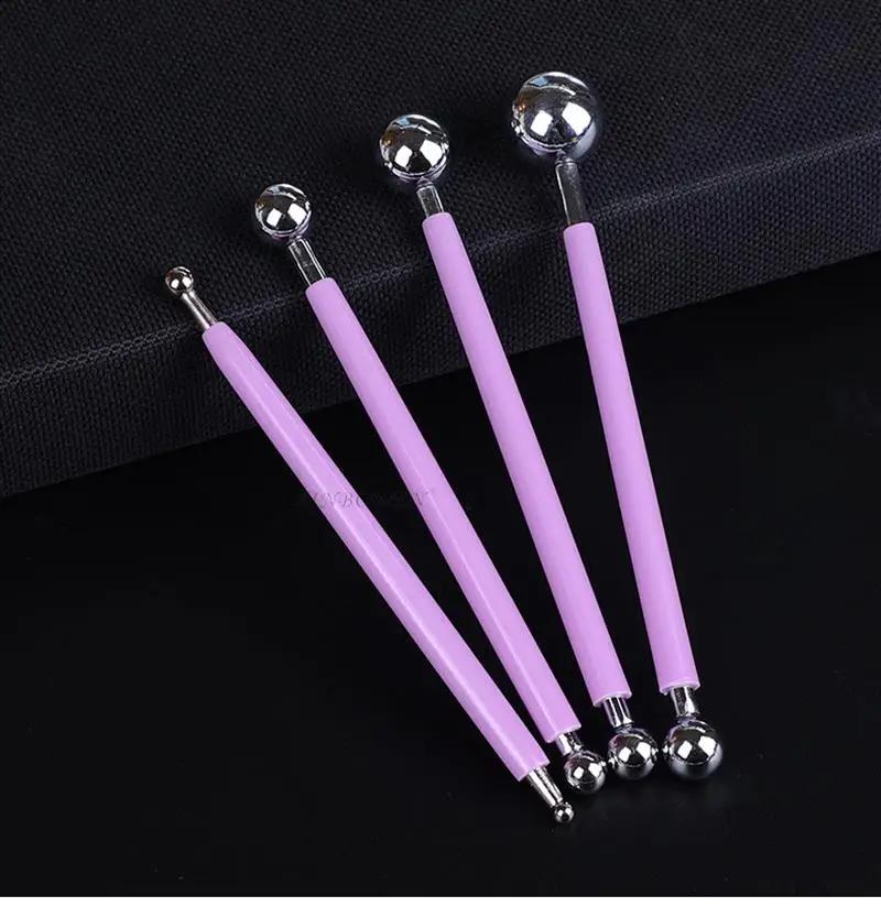 1Set Pottery Dots Sculpture Tool Stainless Steel Polymer Clay Shape Pen Metal Ball Clay Carving DIY Ceramics Decorating Tools
