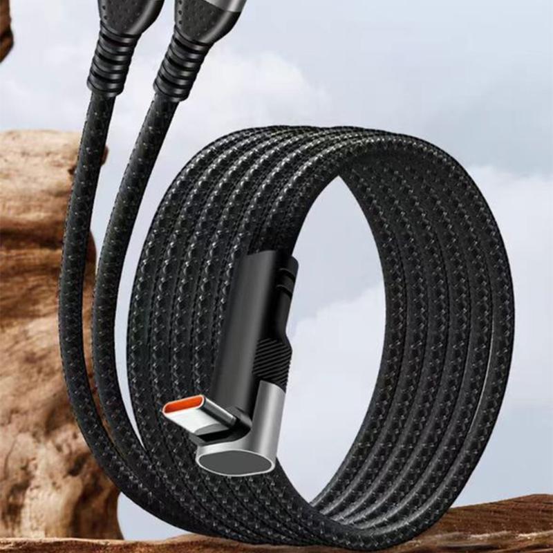 Universal 66W Fast Charge Data Cable 2 in 1 With Type C Connectors And Charging Port For Smartphones And Laptops