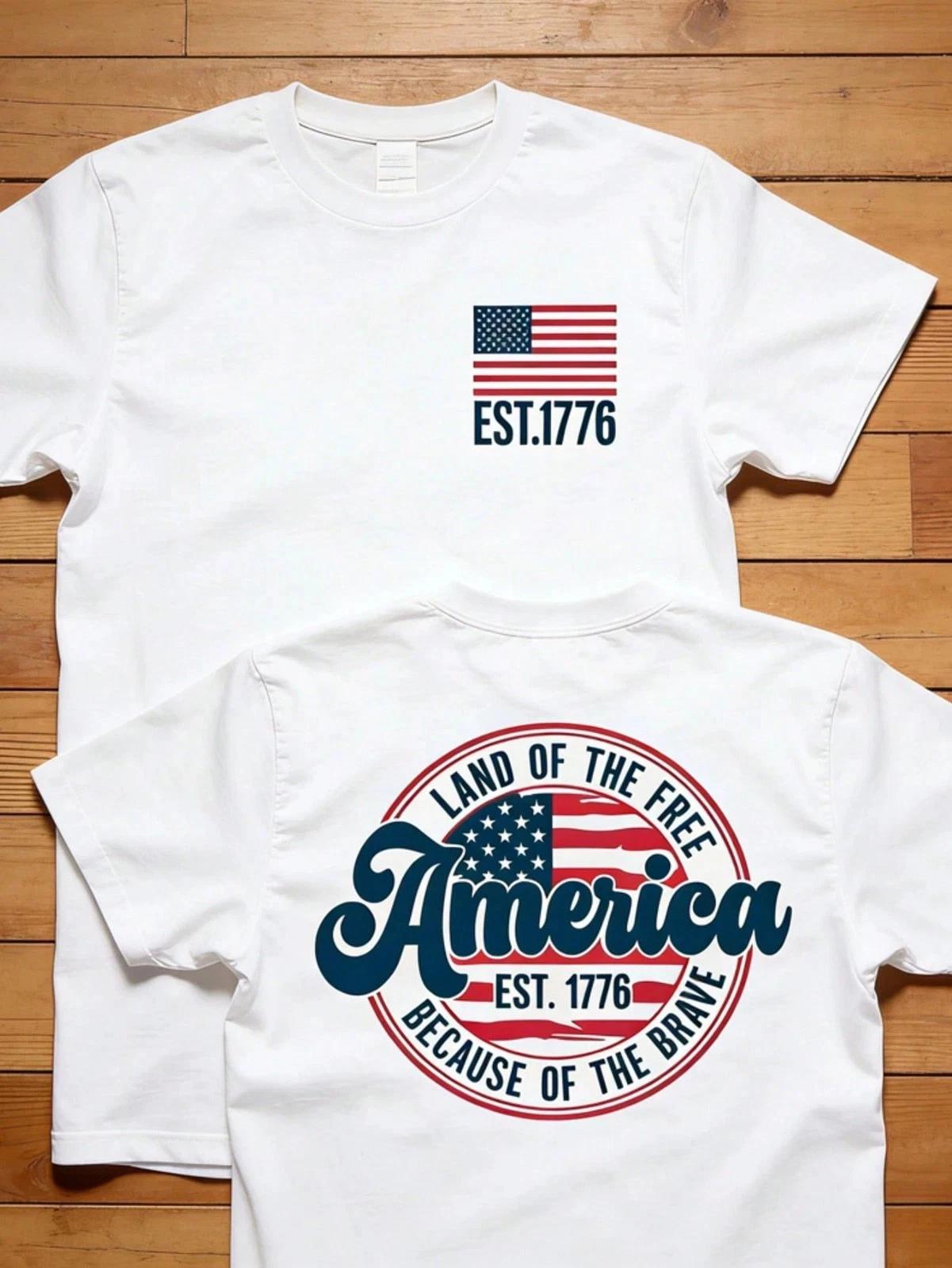 American Flag Shirt, July 4th Shirt, Retro American Graphic T-Shirt M