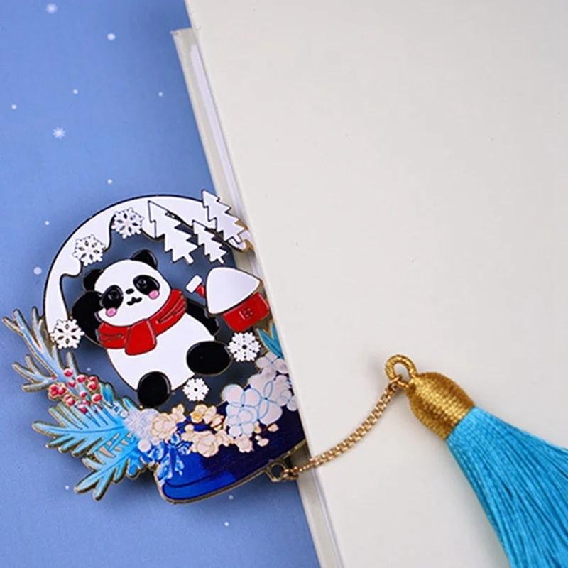 Kawaii Panda Bookmarks Cute Animal Metal Bookmark Tab for Books Stationery Book Marks Gift for Teacher School Office Supplies