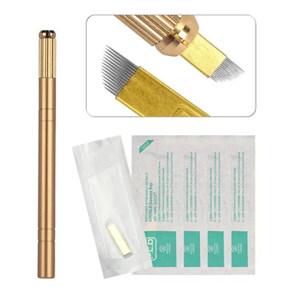 Permanent Eyebrow Tattoo Pen Manual Handheld Tattooing Microblading Pen Eyebrow Manual Tattooing Pen with Needles