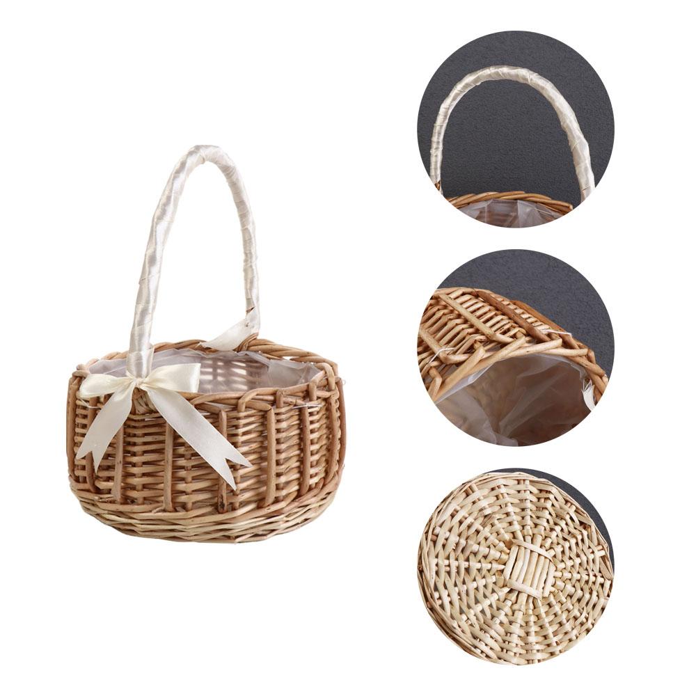 Decoration Rattan Photo Props Flower Basket Desktop Decoration Clutter Organizer Storage Basket