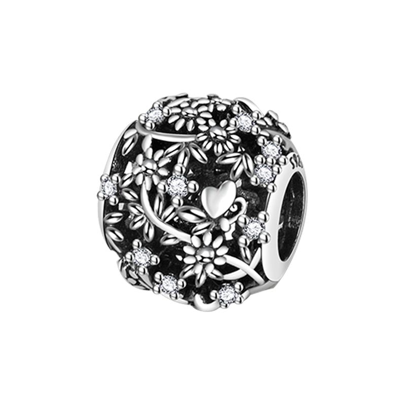 Fashion Copper Dangle Plant Charm Beads Four Clover Original Accessories Bracelets Diy For Pendant Necklace Making Women