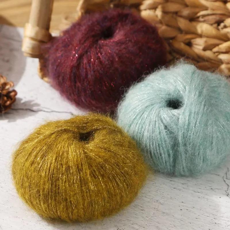 Hand-Knitted Glitter Mohair Wool Sweater and Scarf Coat