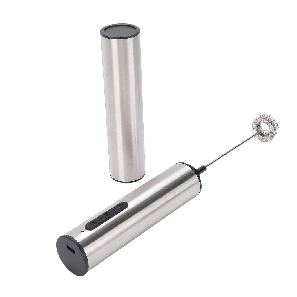   USB Rechargeable Milk Frother Handheld Stainless Steel Portable Hand Frother Drink Mixer   for   Travel Camping  