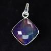 CERTIFIED Square Cushion 28Ct Natural Opal 925 Sterling Silver Pendant Free Gift