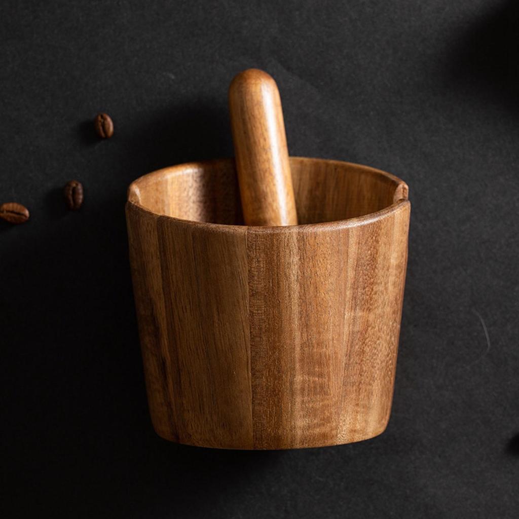 Espresso Knock Bin with Wooden Detachable Bar Coffee Grounds Dump Bin for Restaurant Office Kitchen