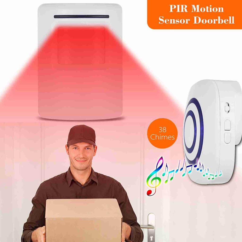 Smart Doorbell 38 Ringtones Household Wireless Infrared Human Motion Sensor Doorbell for Shop Wireless Doorbell Receiver