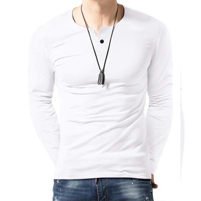 T-shirt da uomo autunno e inverno, tinta unita, a maniche lunghe, T-shirt da uomo, T-shirt da uomo