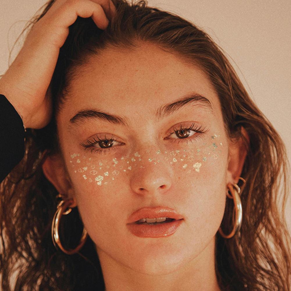 6Pcs Gold Glitter Freckles Face Tattoo Stickers Waterproof Artificial Freckle Patches Shimmering Makeup Speckles Freckle Tattoos