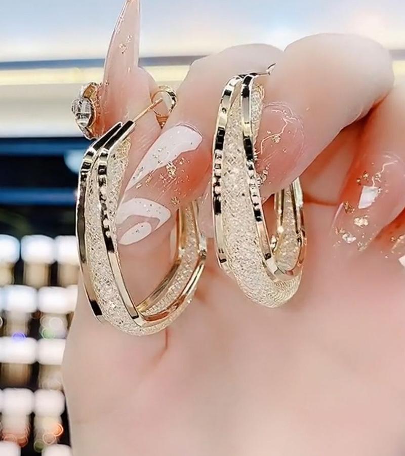 Fashion Silver Color Woven Mesh Oval Hoop Earrings For Women Bridal Wedding Dangle Earring Valentines Day Gift Jewelry Mujer