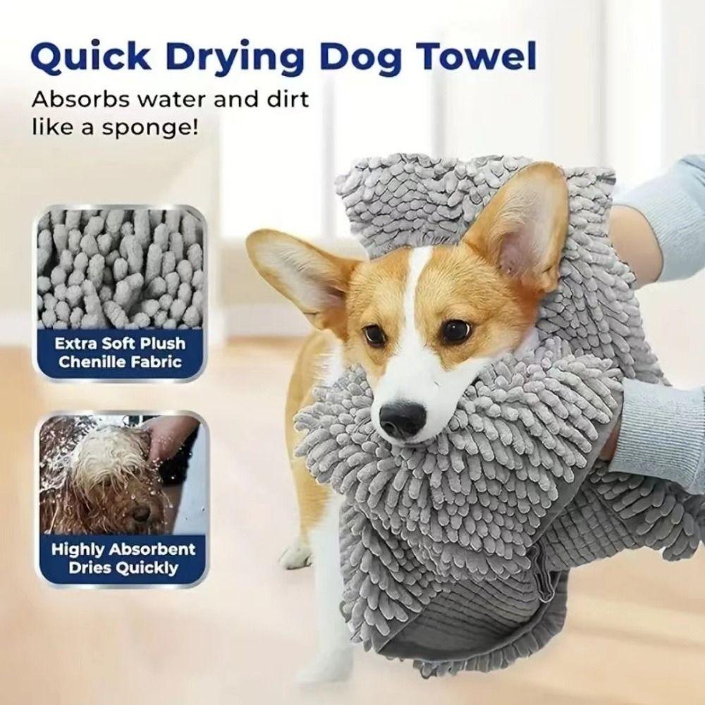 Dog Accessories Super Absorbent Pet Bath Towel Soft Foldable Pet Bath Robe Large Skin-Friendly Pet Cleaning Washcloth Pet Care