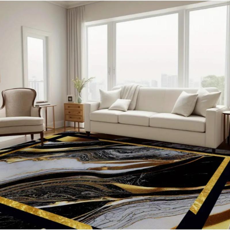 Großer Teppich Leichter Luxus Geometrisch Europäisch und Teppich Haus Sofa und Couchtisch Matte Innen Außen Teppich Bodenmatte Dekoration