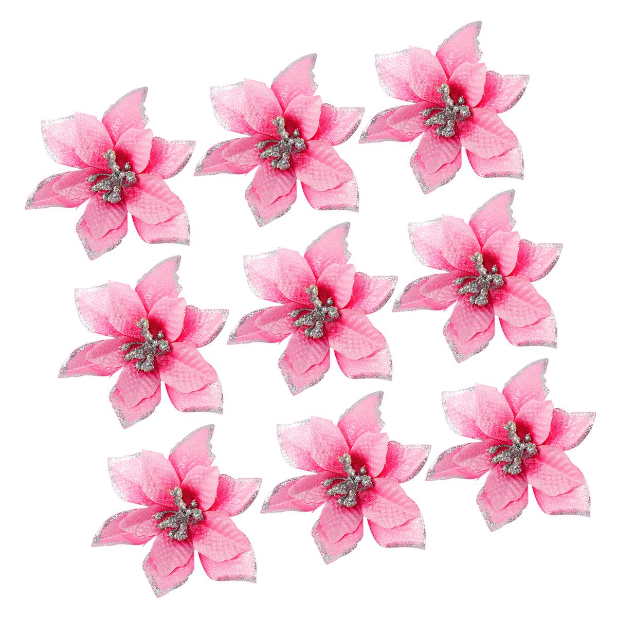 

24Pcs Gliter Artificial Flowers Christmas Tree Decoration Baubles Design for Brightening Up Any Festive Setting рожевий