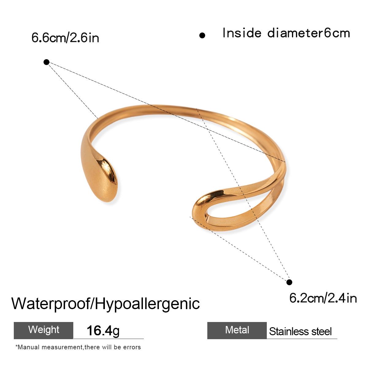

Браслет-капля из нержавеющей стали с покрытием из 18-каратного золота - Минималистичный женский универсальный браслет