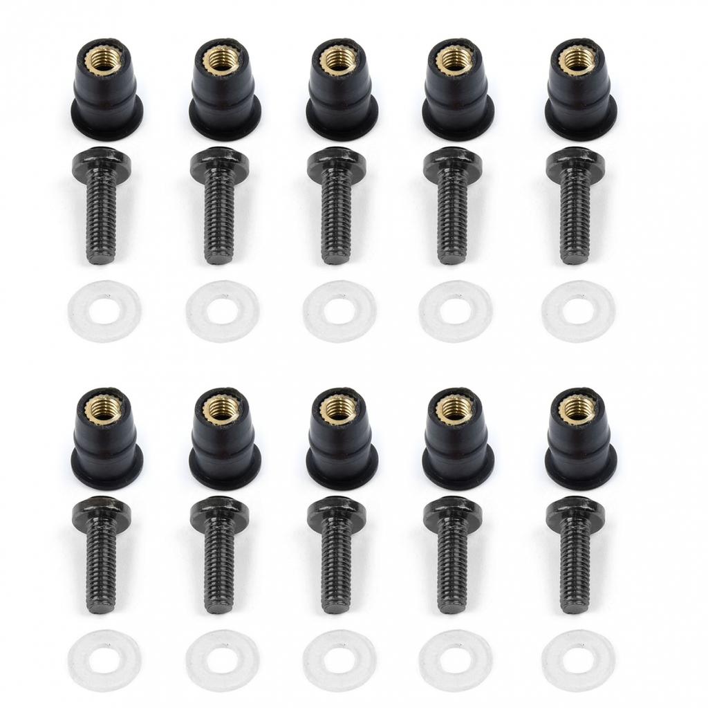 Piese Piuliță Parbriz de Înlocuire 10 buc Aluminiu Anodizat Motocicletă Cauciuc