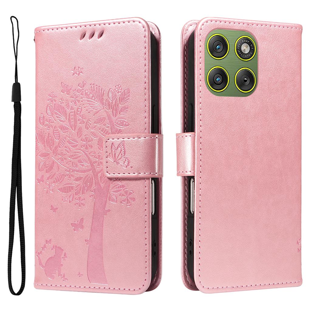 For Motorola Edge 70 5G Phone Case with Stand Cat Tree Pattern Leather Wallet Mobile Cover