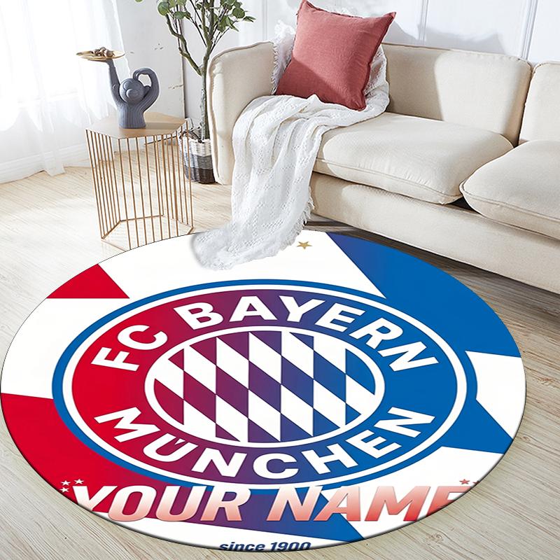 Custom Name,Bayern Munchen pattern round rug,Carpet Rug for Living Room Bedroom Playroom ,Non-slip Floor Mat,Holiday Gifts and Birthday Gifts.