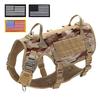 Nylon Tactical Dog Harness Military Dogs Vest Durable Pet Training Harnesses with Flags for Medium Large Dogs Golden Retriever
