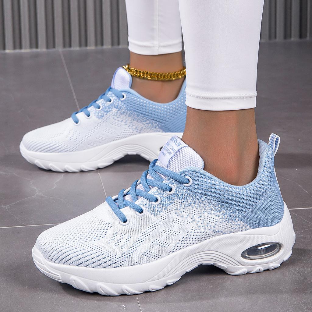 Large size new fashion casual shoes air cushion flying woven women's shoes sports shoes breathable mesh shoes heightening rocking shoes