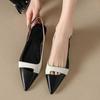 Black French Retro Color Matching Word with Pointed Head Empty Single Shoes Versatile Thick Heel Bag Head Roman Sandals Women
