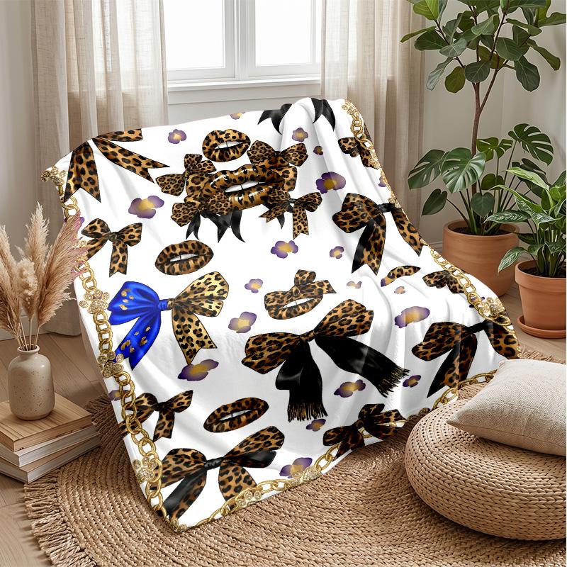 Leopard Print Elegance 2 Theme Blanket Lightweight Warm Flannel Blanket Decorative Throw Blanket for Home Decoration