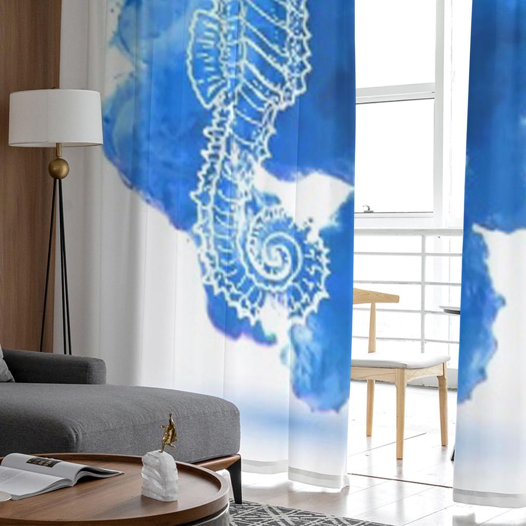 Przezroczyste tiulowe zasłony okienne z motywem koników morskich do salonu sypialni nowoczesne szyfonowe woalowe organzowe zasłony dekoracyjne draperie