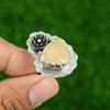Plume Agate Gemstone Sterling Silver Promise Daughter Flower Bezel Ring Jewelry