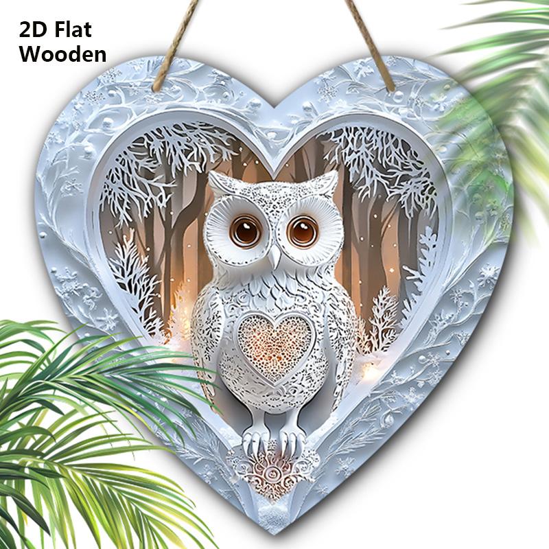 

Забавная деревянная табличка «Сова» в форме сердца, элегантное украшение «Любовь совы» для декора на входную дверь, стену, идеальное украшение для дома 20cm/7.87in белый