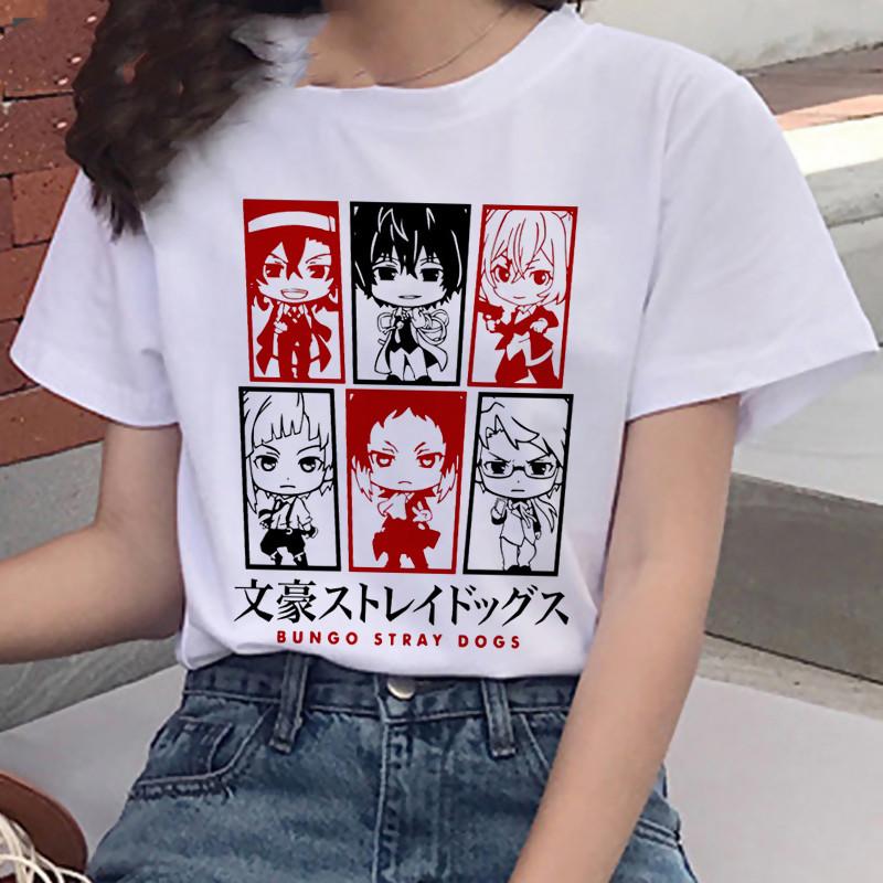 Vtipné dámské tričko Bungou Stray Dogs Harajuku Kawaii Tričko Roztomilé Anime Tričko Letní Topy Grafické Tričko Chuuya Nakahara