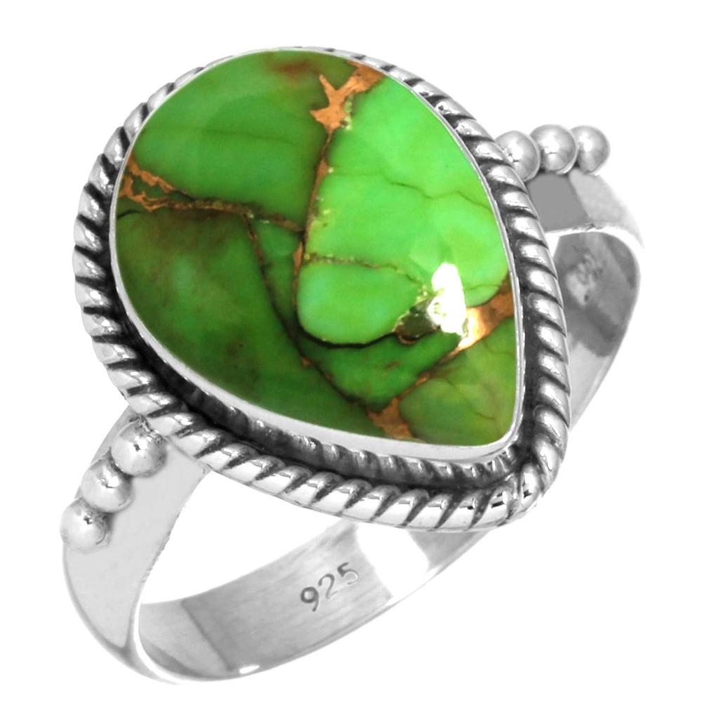 925 Sterling Silver Ring Women Gemstone Handmade Jewelry Thanksgiving Gift Blue Green Purple Copper Turquoise Pearl Lapis Mother Of Pearl Statement