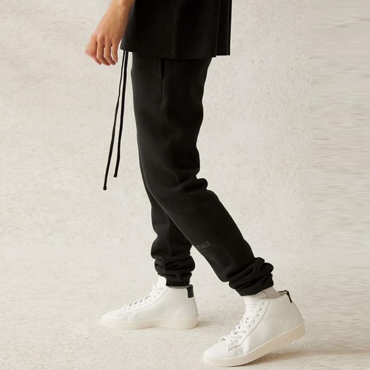 Fear of God Essentials Fleece Drawstring Knit Sweatpants SS21 Unisex Bottoms Black FOG-SS21-562